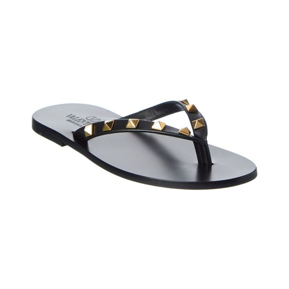 Valentino Rockstud Leather Sandal, Black
